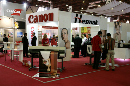 Canon iPF 8400 booth with iPF 8400 at front